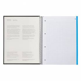 Cuaderno espiral navigator a4 micro tapa forrada 120h 80gr cuadro 5mm 5 bandas 4 taladros color negro