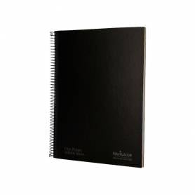 Cuaderno espiral navigator a4 micro tapa forrada 120h 80gr horizontal 5 bandas 4 taladros color negro