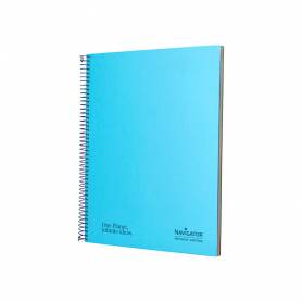 Cuaderno espiral navigator a4 micro tapa forrada 120h 80gr horizontal 5 banda 4 taladros color celeste