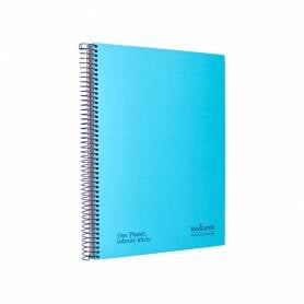 Cuaderno espiral navigator a4 micro tapa forrada 120h 80gr horizontal 5 banda 4 taladros color celeste