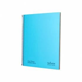 Cuaderno espiral navigator a4 micro tapa forrada 120h 80gr cuadro 5mm 5 bandas 4 taladros color celeste