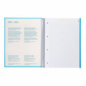 Cuaderno espiral navigator a4 micro tapa forrada 120h 80gr cuadro 5mm 5 bandas 4 taladros color celeste