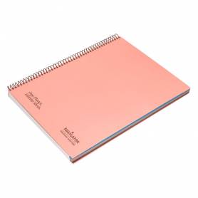 Cuaderno espiral navigator a4 micro tapa forrada 120h 80gr cuadro 5mm 5 bandas 4 taladros color rosa