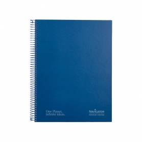 Cuaderno espiral navigator a4 micro tapa forrada 120h 80gr horizontal 5 bandas 4 taladros color azul marino