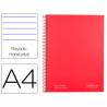 Cuaderno espiral navigator a4 micro tapa forrada 120h 80gr horizontal 5 bandas 4 taladros color rojo - NA32