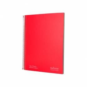 Cuaderno espiral navigator a4 micro tapa forrada 120h 80gr horizontal 5 bandas 4 taladros color rojo