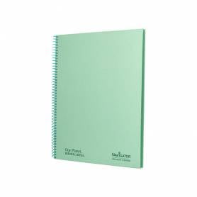 Cuaderno espiral navigator a4 micro tapa forrada 80h 80gr cuadro 5mm 1 banda color menta