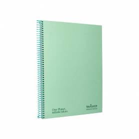 Cuaderno espiral navigator a4 micro tapa forrada 80h 80gr cuadro 5mm 1 banda color menta