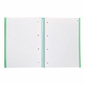 Cuaderno espiral navigator a4 micro tapa forrada 80h 80gr cuadro 5mm 1 banda color menta