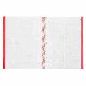 Cuaderno espiral navigator a4 micro tapa forrada 80h 80gr cuadro 5mm 1 banda color rojo