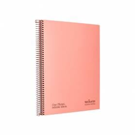 Cuaderno espiral navigator a4 micro tapa forrada 120h 80gr horizontal 5 banda 4 taladros color rosa