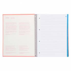 Cuaderno espiral navigator a4 micro tapa forrada 120h 80gr horizontal 5 banda 4 taladros color rosa