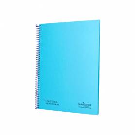 Cuaderno espiral navigator a4 micro tapa forrada 80h 80gr cuadro 5 mm 1 banda color celeste