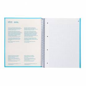 Cuaderno espiral navigator a4 micro tapa forrada 80h 80gr cuadro 5 mm 1 banda color celeste