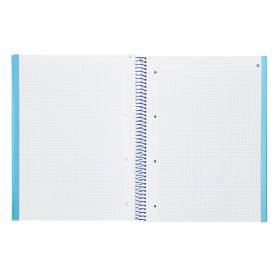 Cuaderno espiral navigator a4 micro tapa forrada 80h 80gr cuadro 5 mm 1 banda color celeste