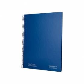 Cuaderno espiral navigator a4 micro tapa forrada 80h 80gr cuadro 5mm una banda color azul marino