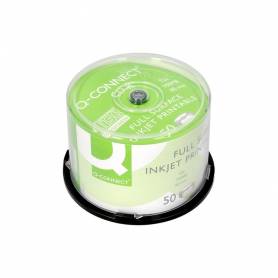 Cd-r q-connect con superficie 100% imprimible para inkjet capacidad 700mb duracion 80minvelocidad 52x bote de 50 unid