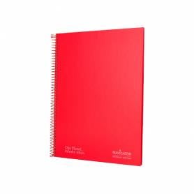 Cuaderno espiral navigator a4 micro tapa forrada 80h 80gr horizontal 1 banda color rojo