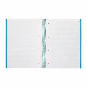 Cuaderno espiral navigator a4 micro tapa forrada 120h 80gr cuadro 5mm 5 bandas 4 taladros color menta