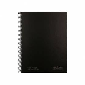 Cuaderno espiral navigator a4 tapa dura 80h 80gr cuadro 4mm con margen negro