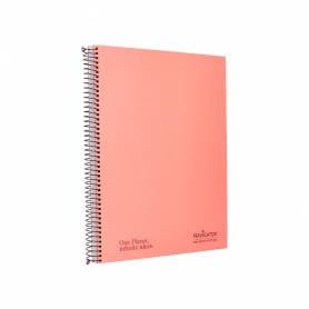 Cuaderno espiral navigator a4 tapa dura 80h 80gr cuadro 4mm con margen coral