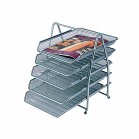 Bandeja sobremesa metalica q-connect kf18476 rejilla plata 5 bandejas movibles 350x275x375 mm