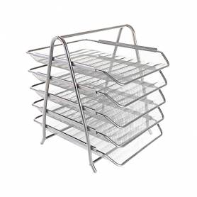 Bandeja sobremesa metalica q-connect kf18476 rejilla plata 5 bandejas movibles 350x275x375 mm