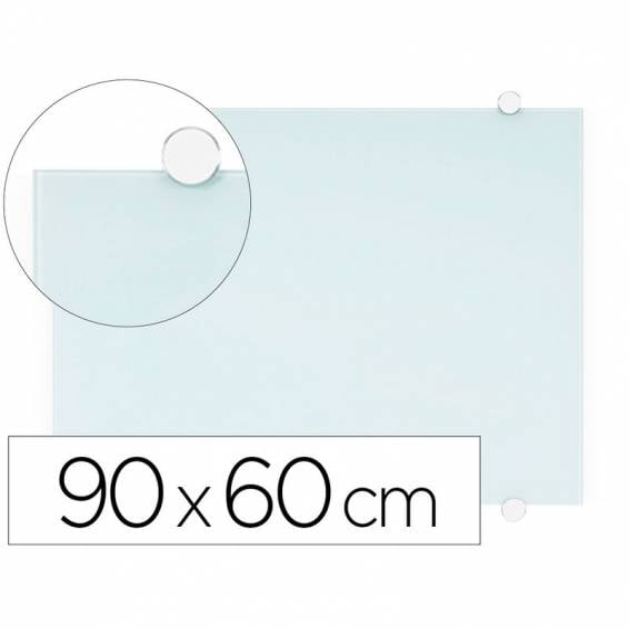 Pizarra blanca q-connect cristal magnetica marco aluminio 90x60 cm