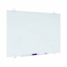 Pizarra blanca q-connect cristal magnetica marco aluminio 90x60 cm