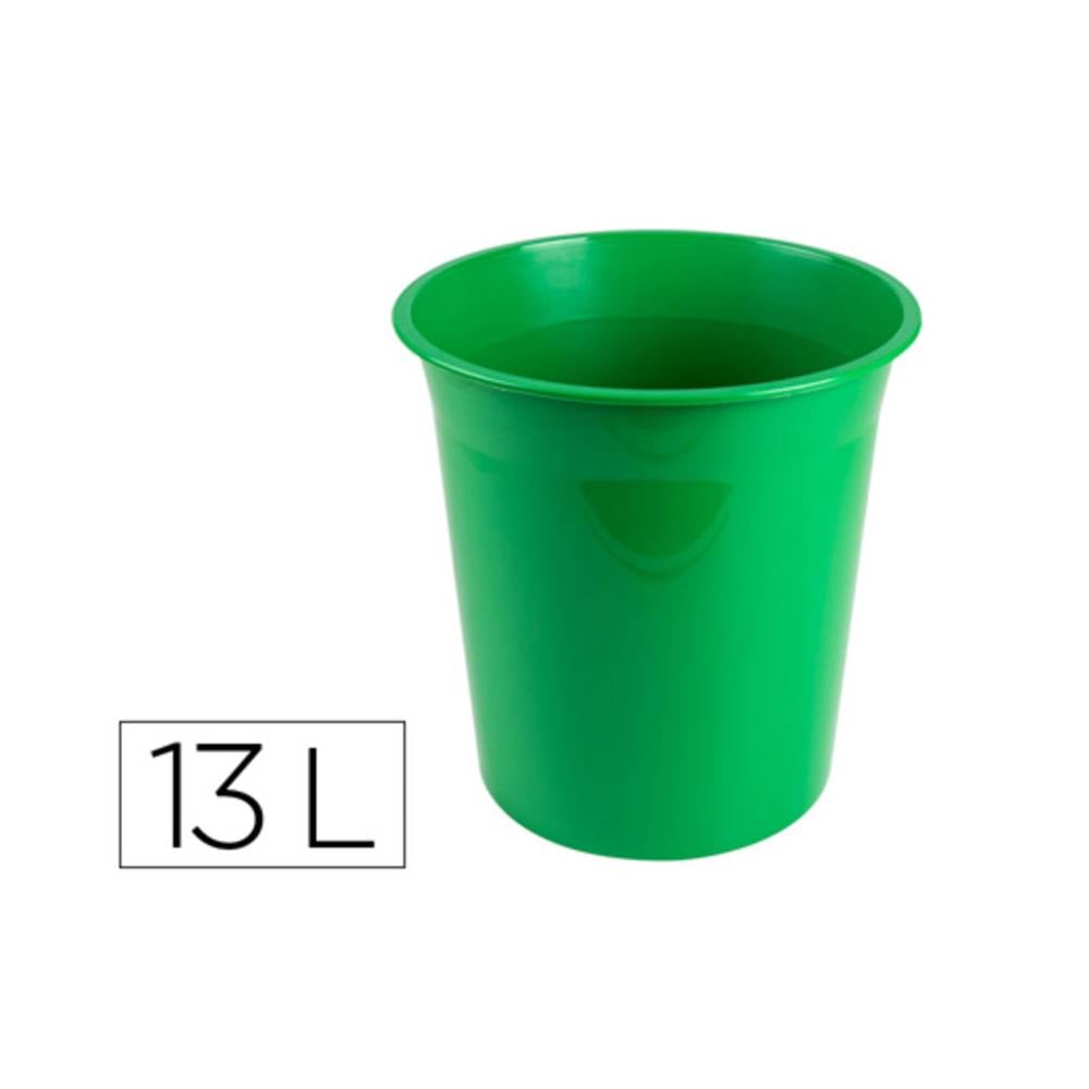 Papelera plastico q-connect verde opaco 13 litros 275x285 mm