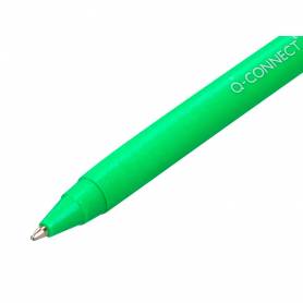 Boligrafo q-connect retractil kf14625 biodegradable verde tinta azul