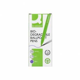 Boligrafo q-connect retractil kf14625 biodegradable verde tinta azul