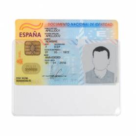 Funda portadocumento q-connect dni 130 micras pvc transparente con uñero 86x54 mm