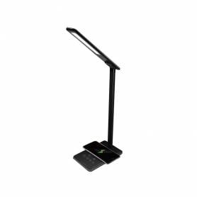 Lampara de oficina q-connect sobremesa profesional abs 48 leds 5w sensor 5 niveles cargador movil color negro