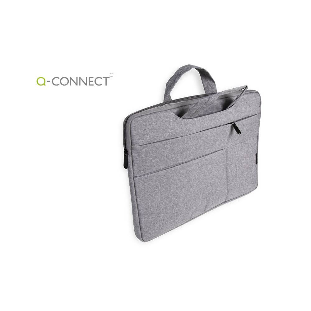 Funda para portatil q-connect 15,6/ con asas retractiles cremallera 3 bolsillos exteriores gris