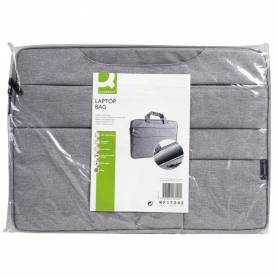 Funda para portatil q-connect 15,6/ con asas retractiles cremallera 3 bolsillos exteriores gris