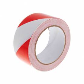 Cinta de señalizacion q-connect no adhesiva rojo y blanco 300 mt x 75 mm