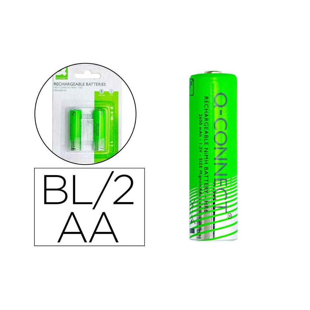 Pila q-connect alcalina aa recargable blister de 2 unidades