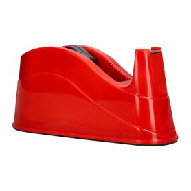 Portarrollo sobremesa q-connect plastico para cintas de 66 mt color rojo 220x100x70 mm