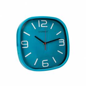 Reloj q-connect de pared de plastico redondo 30 cm movimiento silencioso color azul