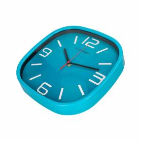 Reloj q-connect de pared de plastico redondo 30 cm movimiento silencioso color azul