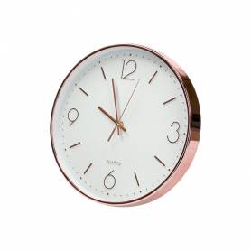 Reloj q-connect de pared metalico redondo 30,5 cm movimiento silencioso color rosa dorado