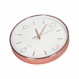 Reloj q-connect de pared metalico redondo 30,5 cm movimiento silencioso color rosa dorado