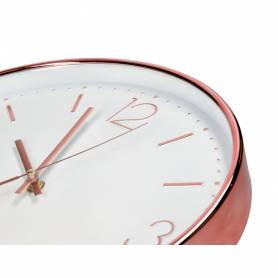 Reloj q-connect de pared metalico redondo 30,5 cm movimiento silencioso color rosa dorado