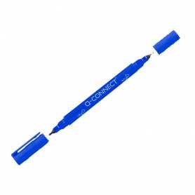 Rotulador q-connect marcador permanente doble punta color azul 0,4 mm y 1 mm