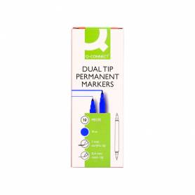 Rotulador q-connect marcador permanente doble punta color azul 0,4 mm y 1 mm