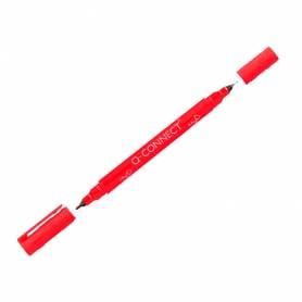 Rotulador q-connect marcador permanente doble punta color rojo 0,4 mm y 1 mm