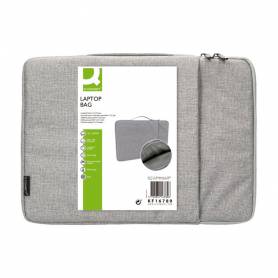 Funda para portatil q-connect 13,3/ con asa 1 bolsillo exterior con cremallera color gris 350x250x25 mm