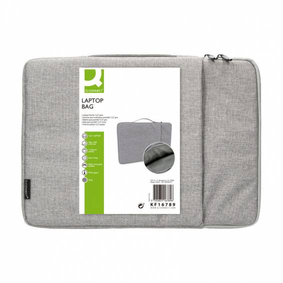 Funda para portatil q-connect 13,3/ con asa 1 bolsillo exterior con cremallera color gris 350x250x25 mm