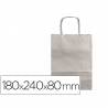 Bolsa papel q-connect kraft plata xs con asa retorcida 180x240x80 mm - KF03739